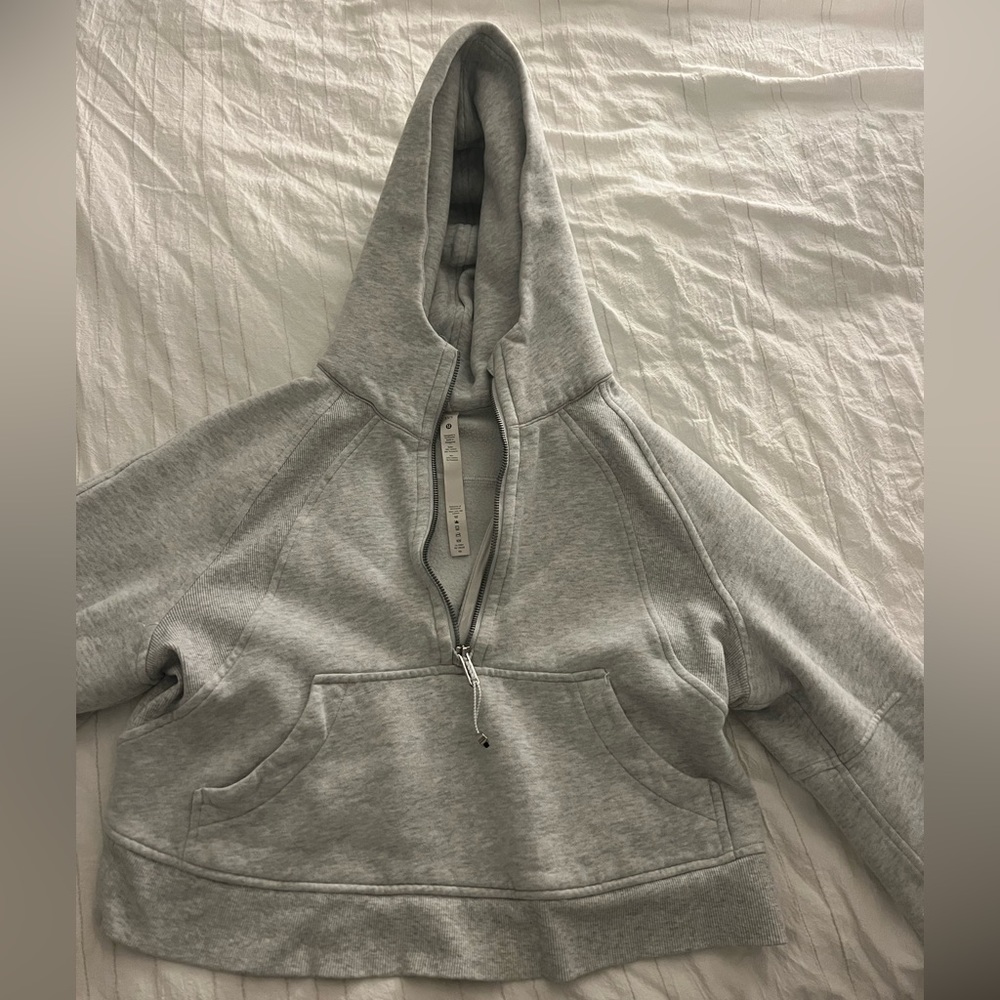 Grey Lululemon Scuba Cropped Zip Up Hoodie